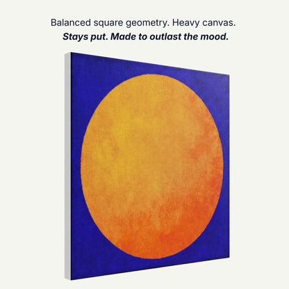 Ready to hang canvas wall art showing balanced square geometry, heavy canvas, gallery quality print