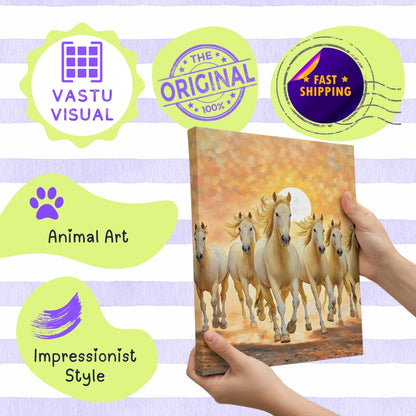 features seven horses canvas art with authentic quality for wealth attraction art and success symbols.
