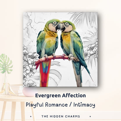 spiritual meaning of Love birds wall decor featuring parrot pair canvas adds tropical charm to minimalist spaces.