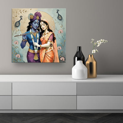 divine Radha Krishna art canvas as home decor for spiritual romance paintings 