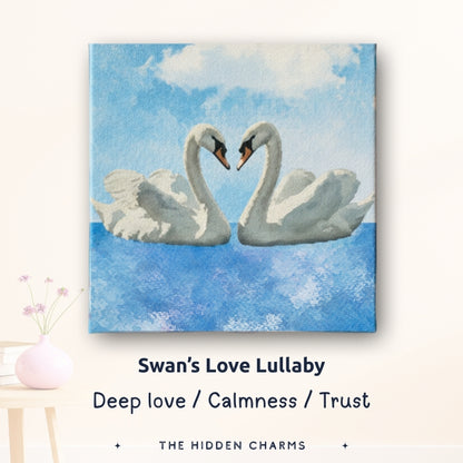 spiritual meaning of swan pair canvas to enhance love energy in Romantic bedroom art 