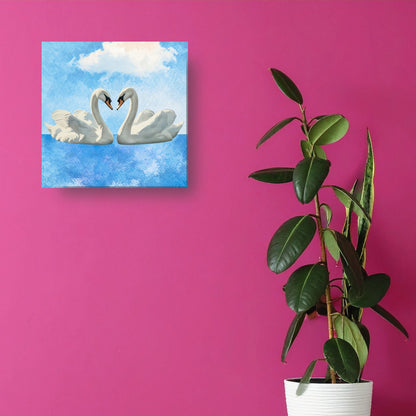 Romantic wall art featuring swan pair canvas for elegant living spaces.