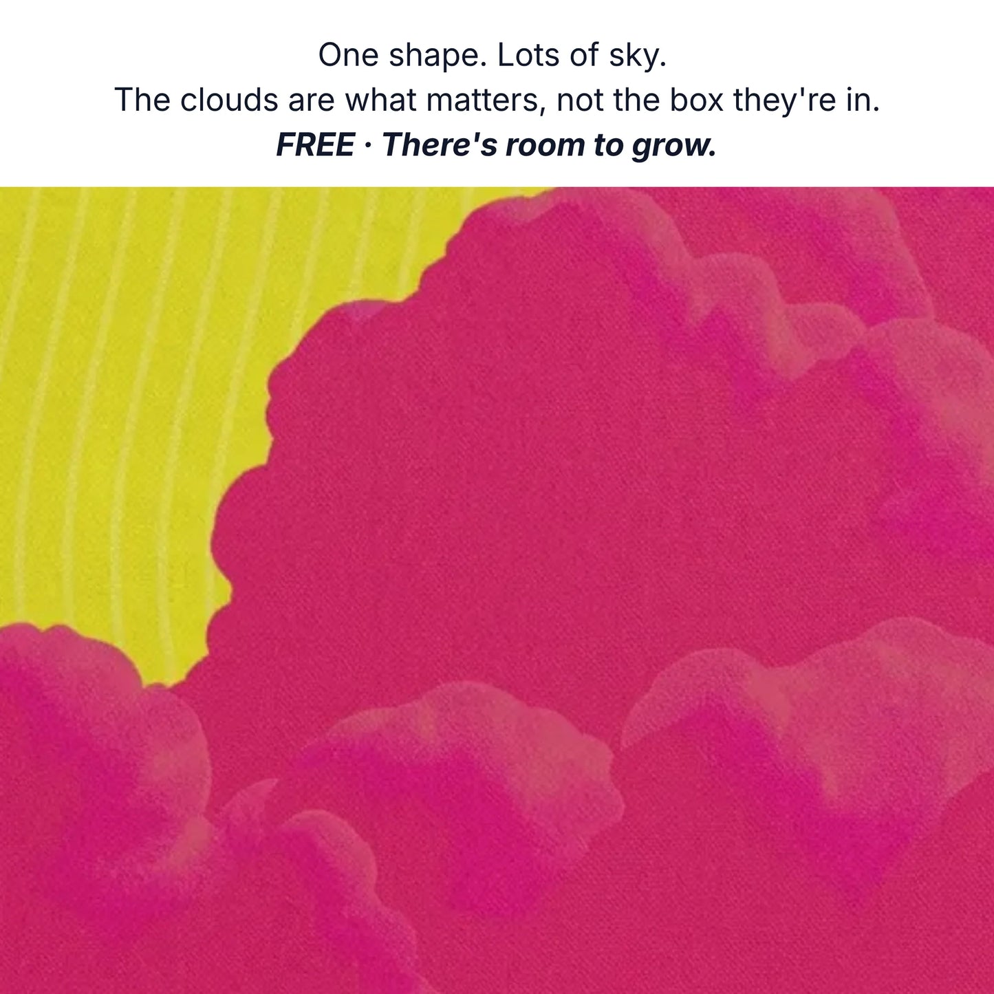 Wall art for breathing room, one shape lots of sky the clouds are what matter not the box they're in, sky canvas detail by RoomFruit