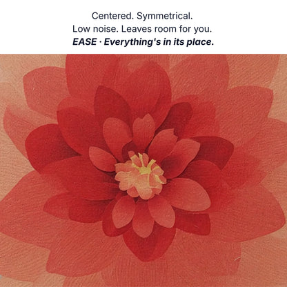 Wall art for a peaceful room, centered symmetrical low noise, leaves room for you, dahlia canvas detail by RoomFruit