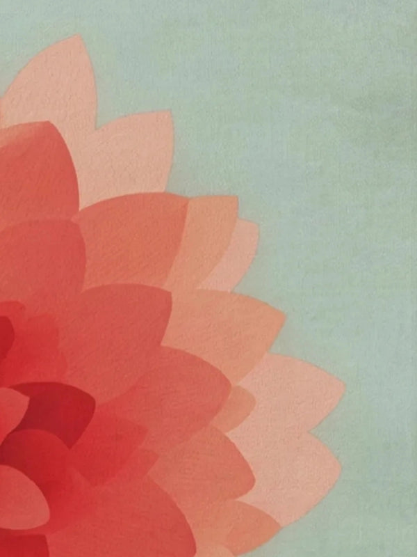 Soft coral abstract floral wall art print with layered organic petal shapes on sage background