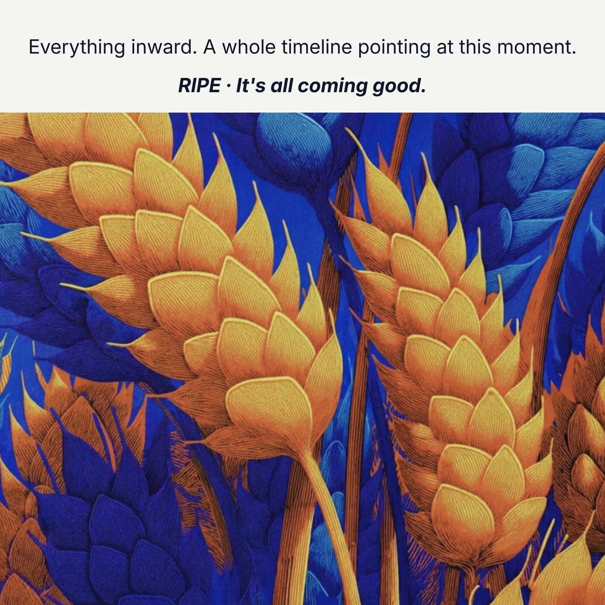 Wall art that brings good energy, everything angled inward, a whole year pointing at this moment, wheat canvas detail by RoomFruit