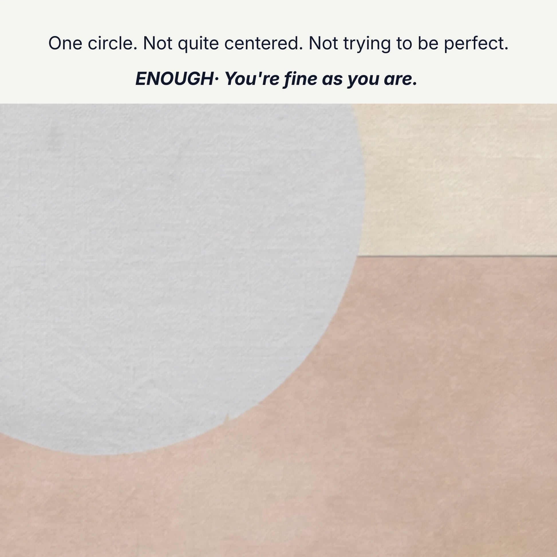 Wall art that feels like enough, one circle not quite centered, not trying to be perfect, moon canvas detail by RoomFruit