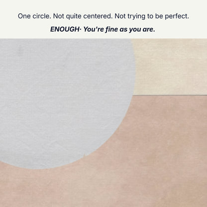 Wall art that feels like enough, one circle not quite centered, not trying to be perfect, moon canvas detail by RoomFruit