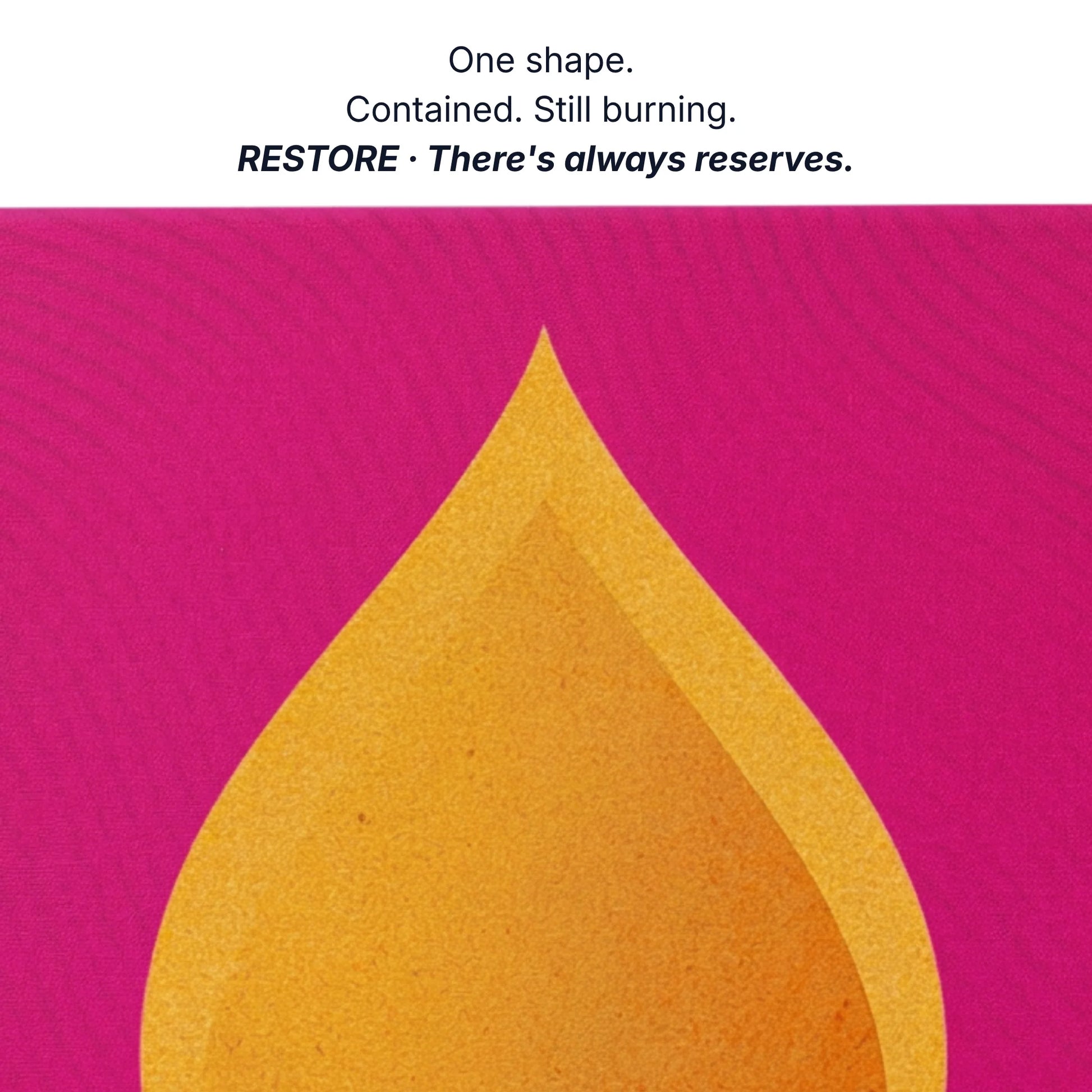 Wall art that restores you, one shape contained still burning, fire canvas detail by RoomFruit
