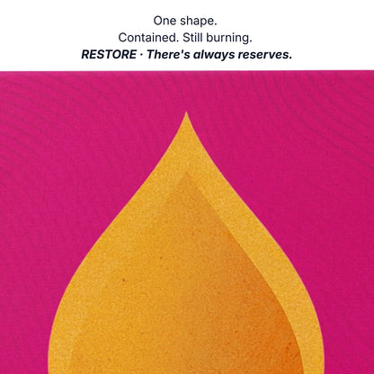 Wall art that restores you, one shape contained still burning, fire canvas detail by RoomFruit