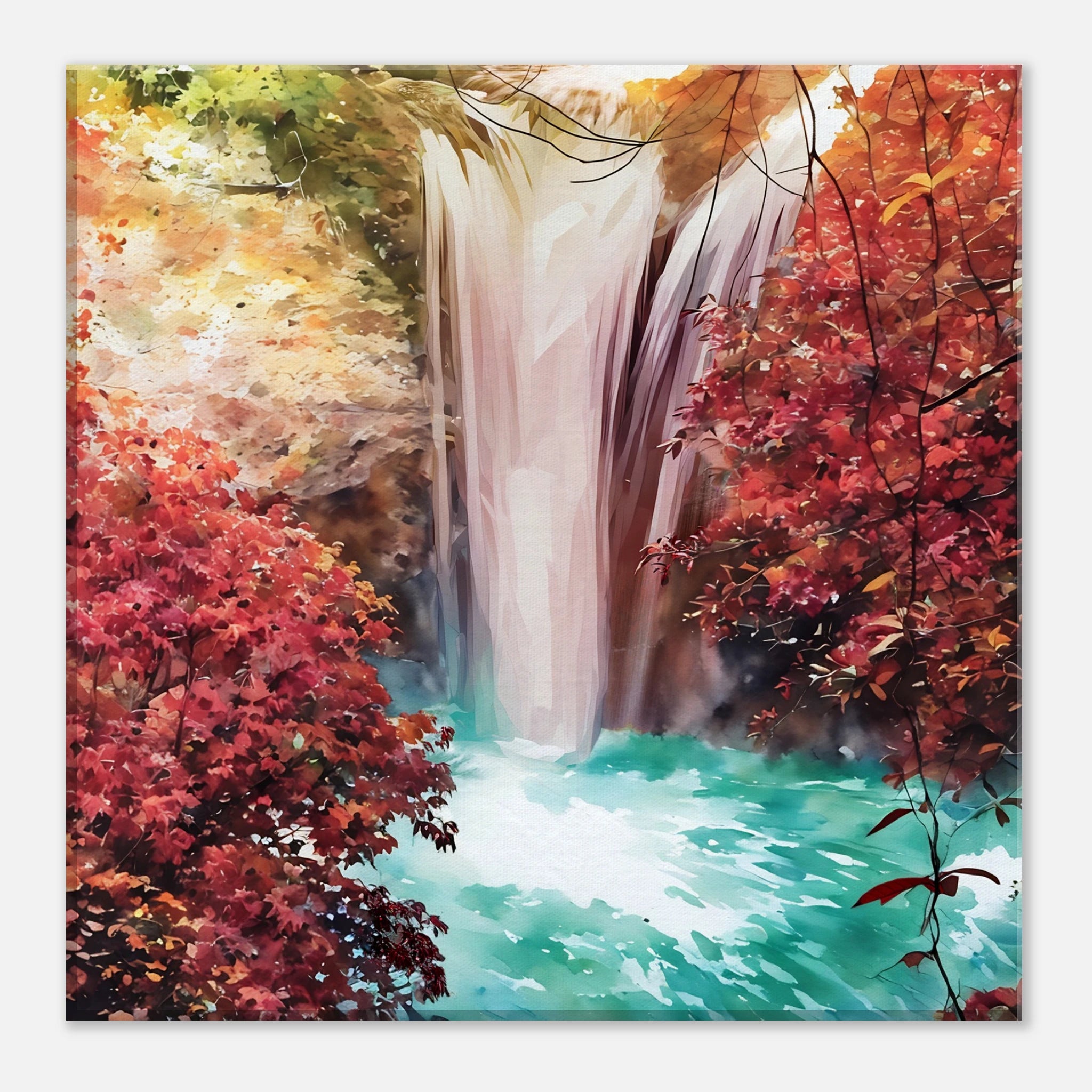 Peaceful waterfall canvas art for calming meditation and stress relief