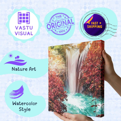 features of peaceful waterfall art canvas with authentic quality for stress relief artwork.