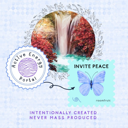 Circular design of nature meditation canvas showcasing calming water art and zen landscape paintings.