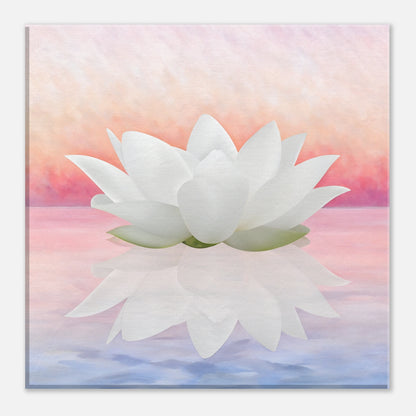 White lotus canvas art for meditation decor and spiritual growth art, perfect zen wall decor.